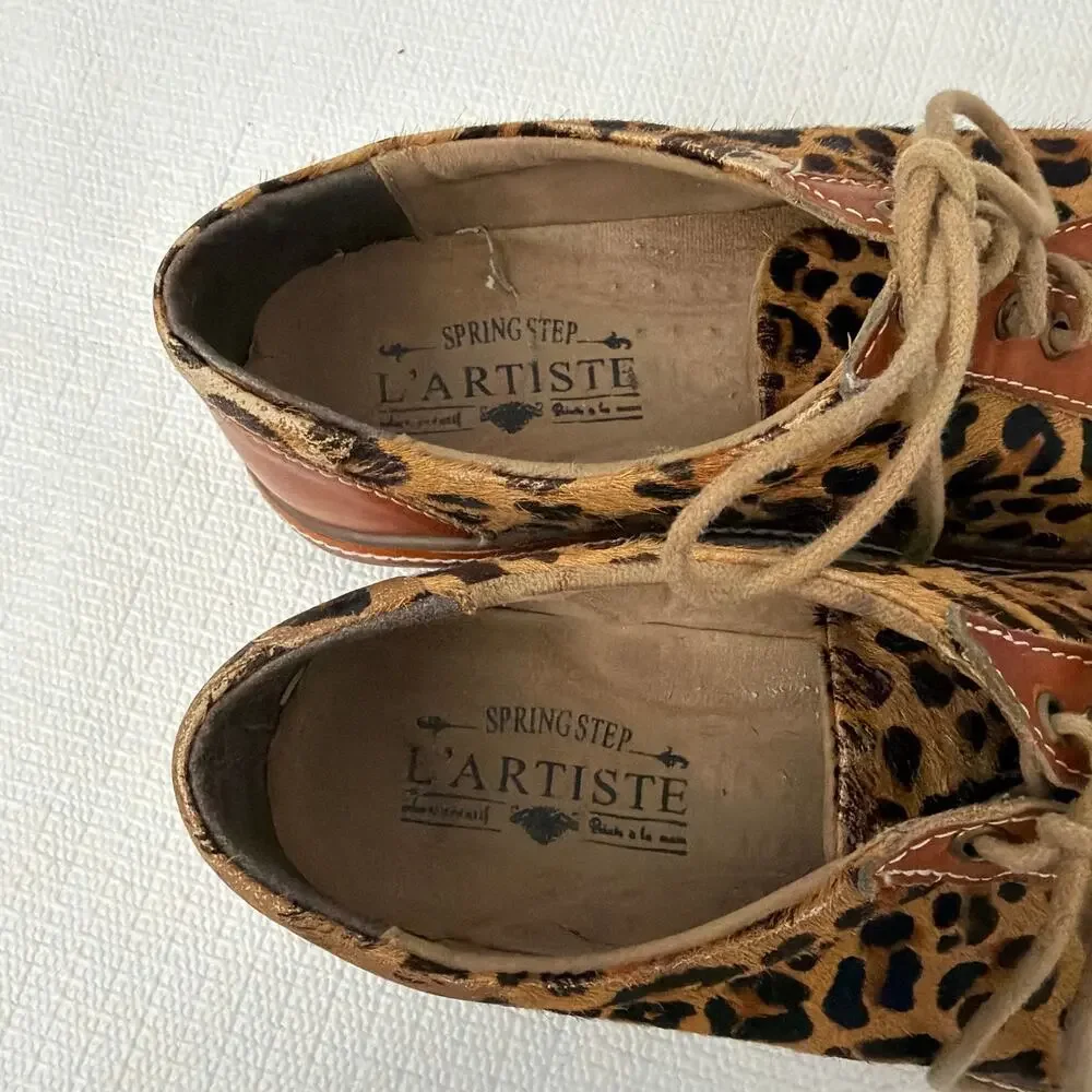 L’Artiste Shoes Womens Size 6 Spring Step Libbi Leopard Print Calf Hair